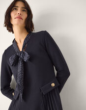 Jessie Jersey Pleat Midi Dress & Scarf, Blue (NAVY), large