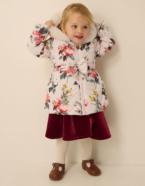 Baby Botanical Print Padded Coat, Ivory (IVORY), large