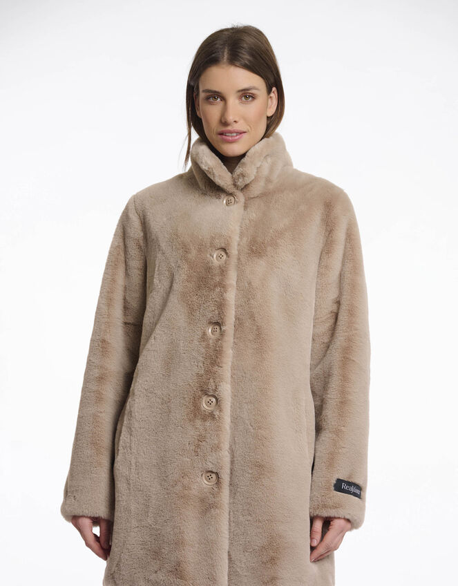 Rino & Pelle Nonna Faux Fur Teddy Coat, Camel (OATMEAL), large