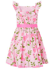 Mavis Floral Dress in Organic Cotton, Pink (PALE PINK), large