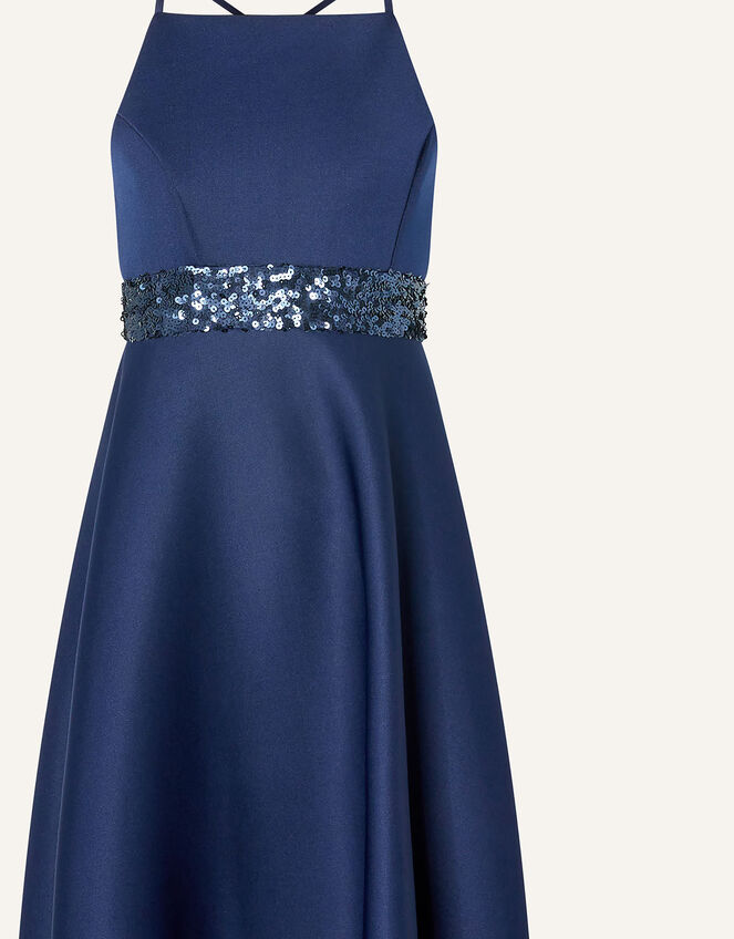 Sequin Scuba Prom Dress, Blue (NAVY), large