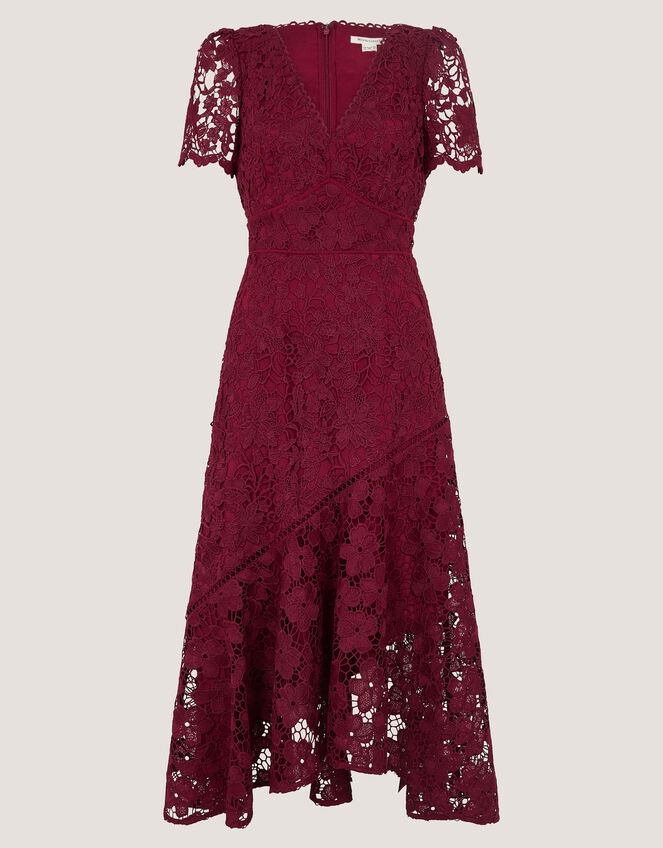 Gia Cutwork Lace Midi Dress Red | Evening Dresses | Monsoon US.