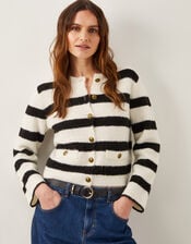 Sam Stripe Fuzzy Cardigan, Ivory (IVORY), large