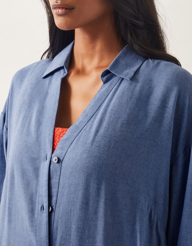 Esme Beach Shirt Dress, Blue (BLUE), large