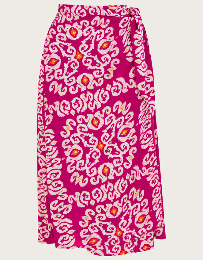 Bandhani Print Sarong Skirt in LENZING™ ECOVERO™ , Pink (PINK), large