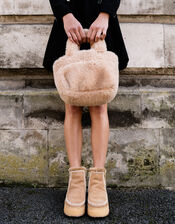 Laidback London Setsu Platform Suede Ankle Boots, Camel (BEIGE), large