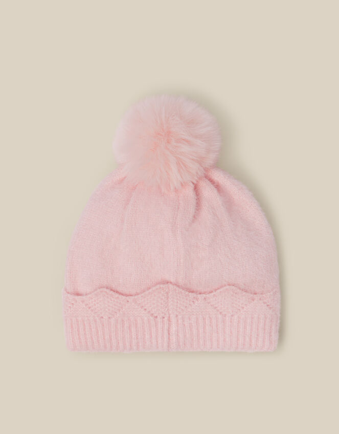 Sparkle Bow Beanie Hat, Pink (PINK), large
