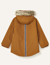 Parka Reflective Tape Coat, Brown (BROWN), large