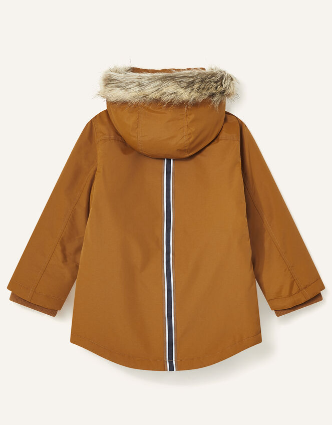 Parka Reflective Tape Coat, Brown (BROWN), large