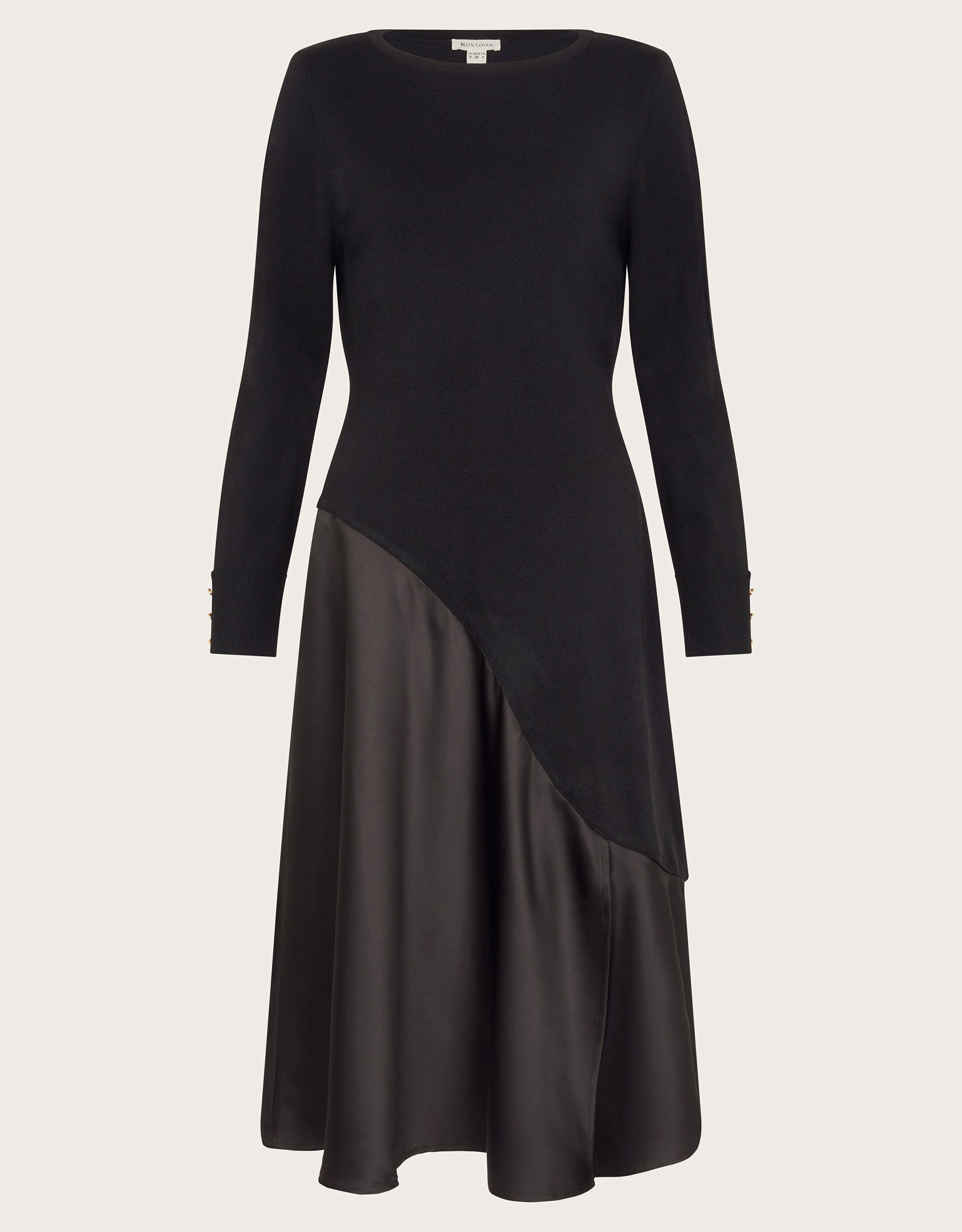 Saz Satin Knit Dress Black Knit Dresses Monsoon Global