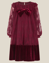 Eilidh Lace Velvet Party Dress, Red (RED), large