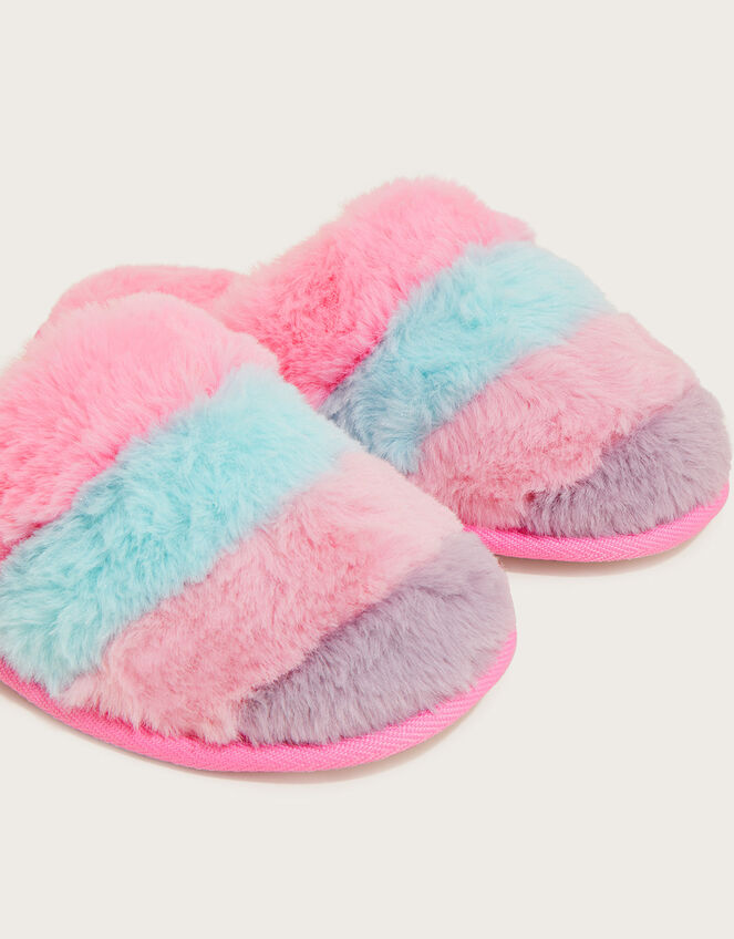 Rainbow Furry Mule Slippers, Multi (MULTI), large