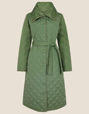 Stella Quilted Padded Coat in Recycled Polyester, Green (KHAKI), large
