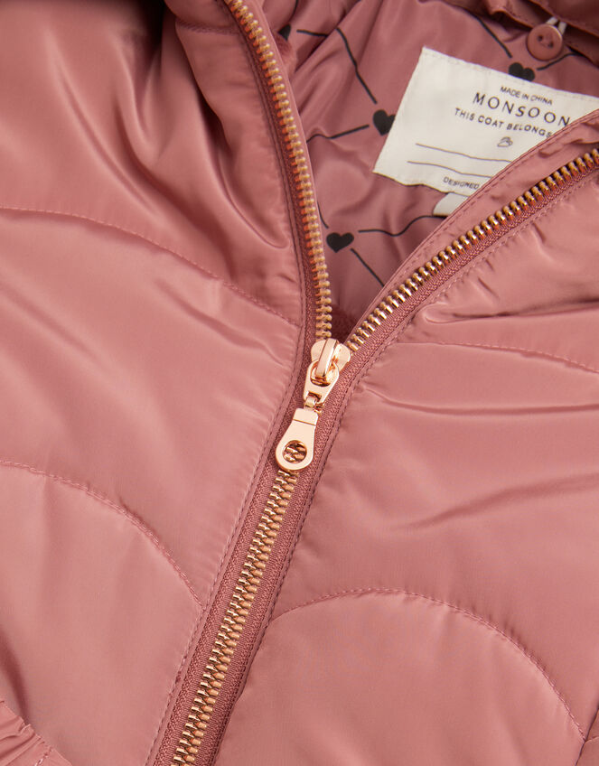 Belted Scallop Puffer Coat, Pink (PINK), large