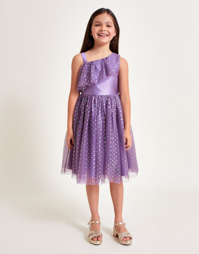 Asymmetrical Polka Dot Dress, Purple (PURPLE), large