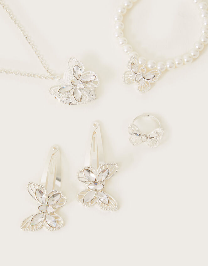 Diamante Butterfly Locket Jewellery Set, , large