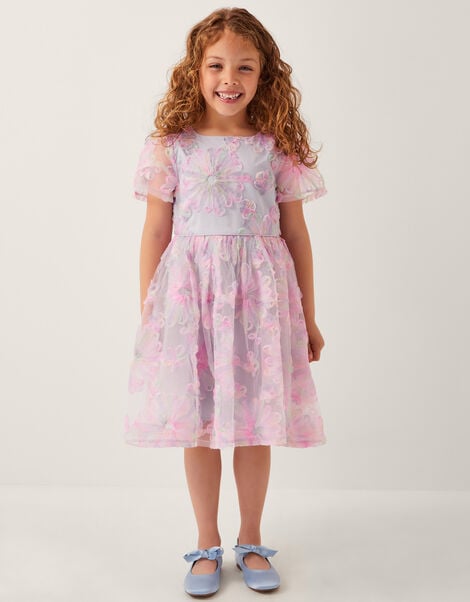 Haisley Appliqu&eacute; Flower Tulle Dress, Multi (MULTI), large