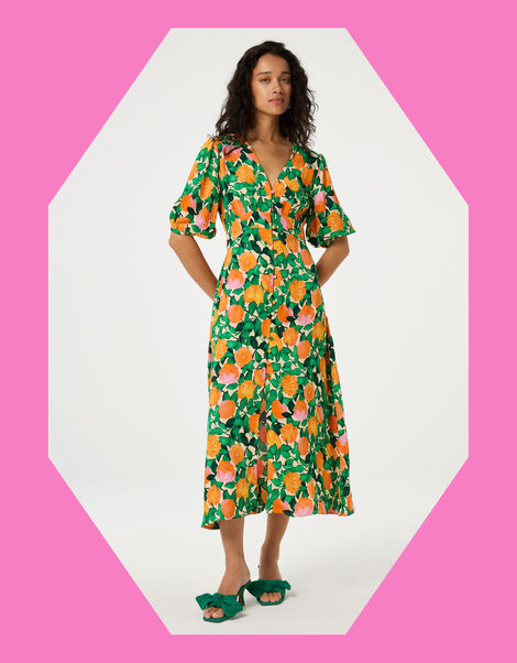 Fabienne Chapot Ana Fruity Floral Midi Dress, Green (GREEN), large