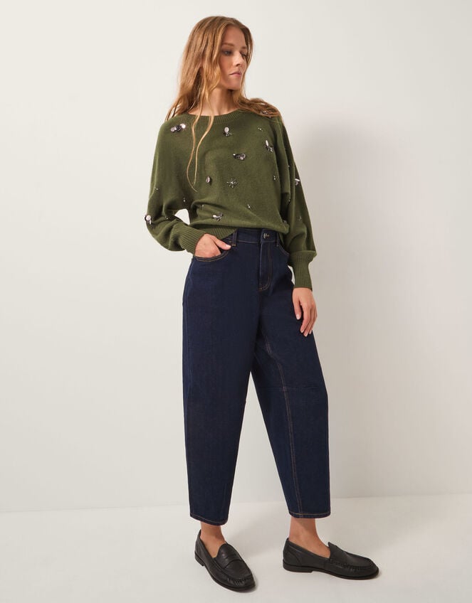 Sable Sequin Embellished Jumper, Green (KHAKI), large