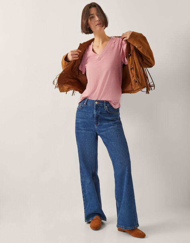 Mabel Linen Blend T-Shirt , Pink (BLUSH), large