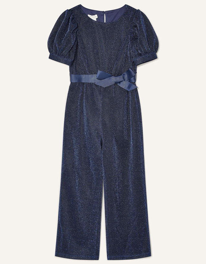 Erin Sparkle Puff Sleeve Jumpsuit, Blue (NAVY), large