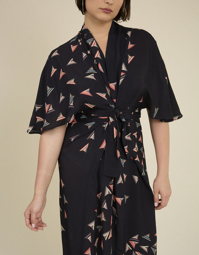 Tallulah and Hope Print Tie Dress, Black (BLACK), large