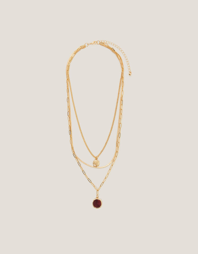 Gemstone Pendant Layered Necklace, , large