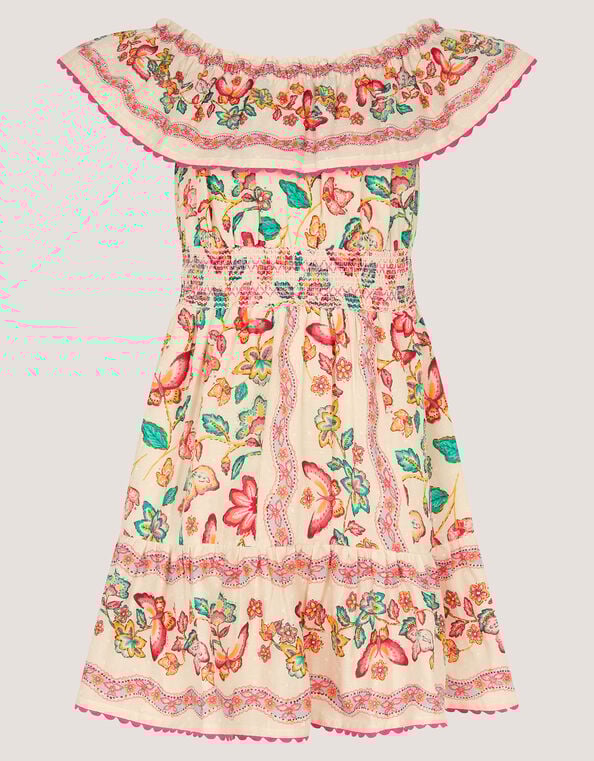 Jelena Butterfly Print Bardot Dress, Ivory (IVORY), large