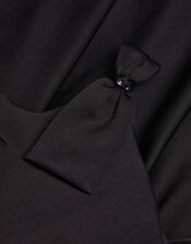 Nina Asymmetrical Bow Strap Prom Dress, Black (BLACK), large