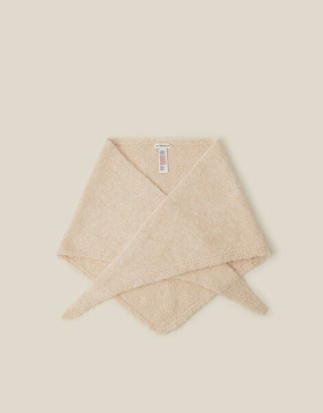 Taya Knitted Triangle Scarf, Natural (NATURAL), large