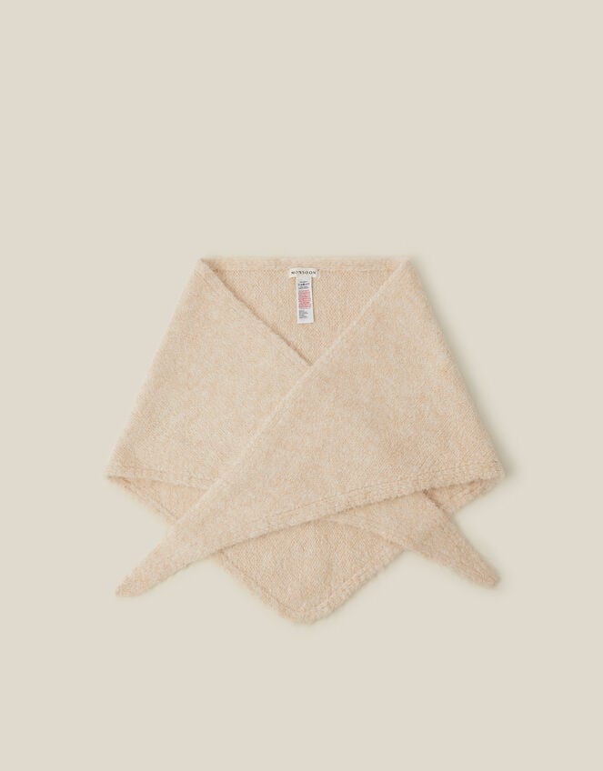 Taya Knitted Triangle Scarf, Natural (NATURAL), large