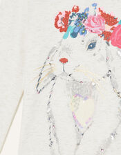 Floral Bunny Long Sleeve Top, Ivory (IVORY), large