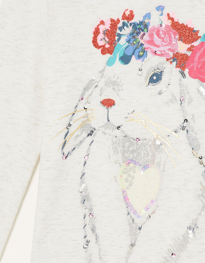 Floral Bunny Long Sleeve Top, Ivory (IVORY), large