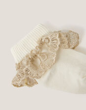 Baby Sparkle Lace Socks, Ivory (IVORY), large