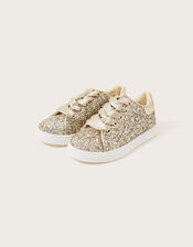 Sparkle Glitter Trainers, Gold (GOLD), large