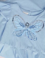 Sequin Butterfly Hanky Hem Party Dress, Blue (BLUE), large