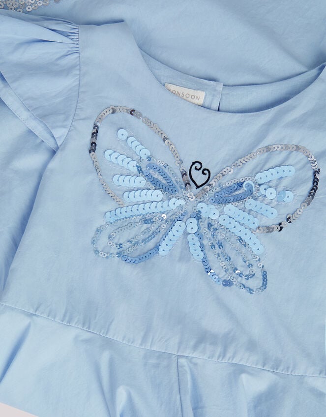 Sequin Butterfly Hanky Hem Party Dress, Blue (BLUE), large