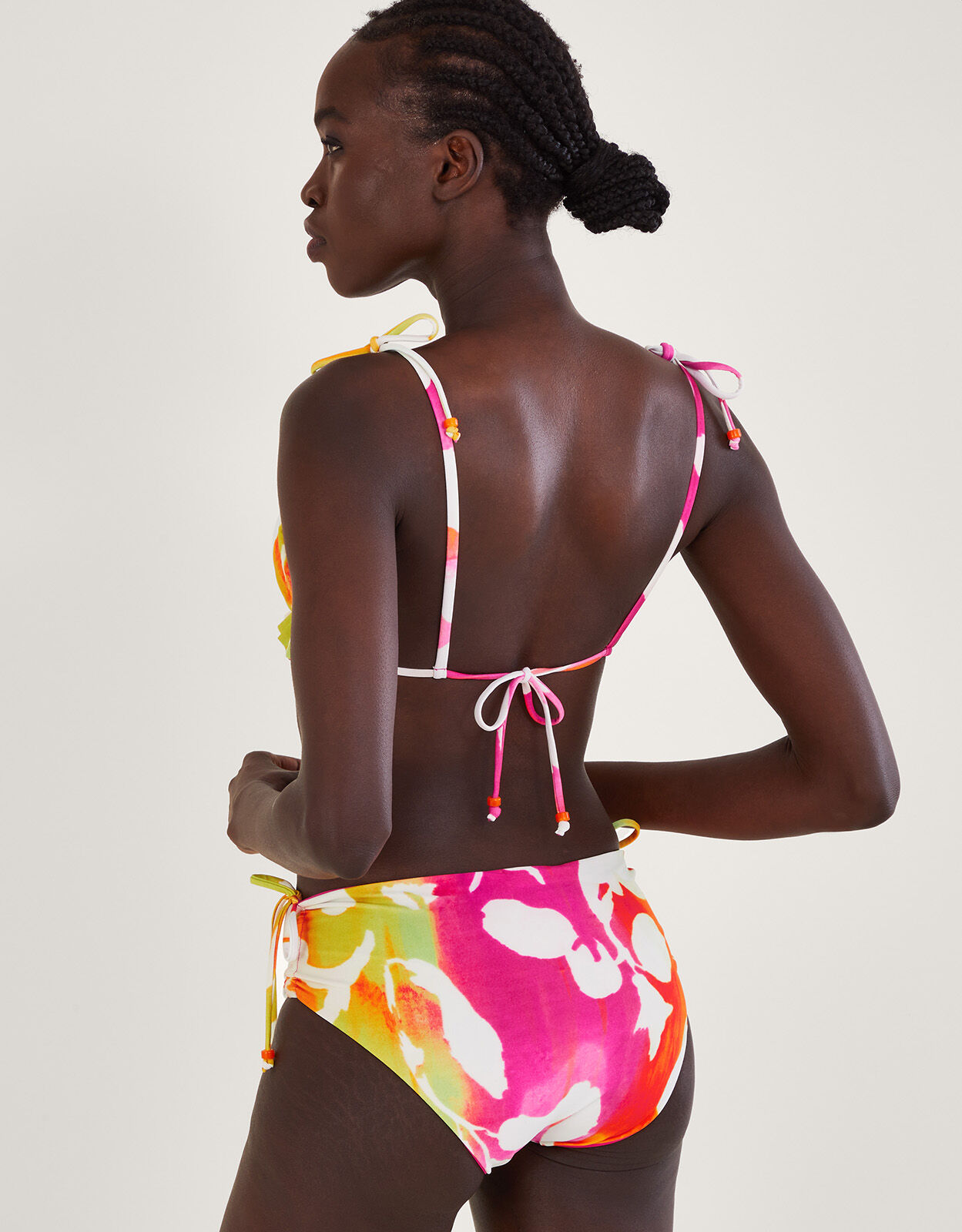 Abstract Print Frill Bikini Top Pink Bikini tops Monsoon Global