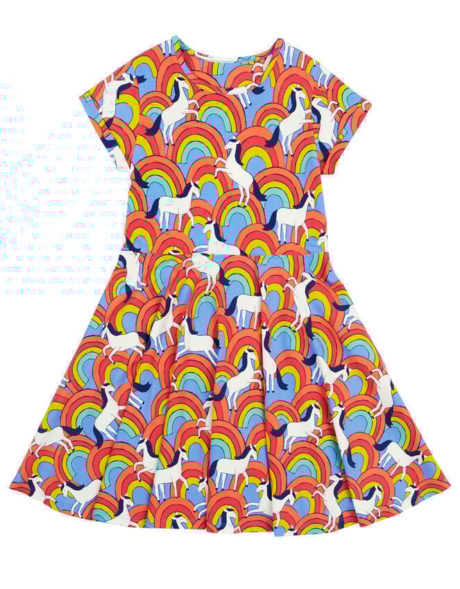 Frugi Spring Printed Skater Dress, Multi (MULTI), large