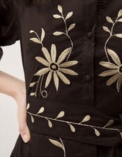 Eloise Floral Embroidered Midi Dress, Brown (CHOCOLATE), large