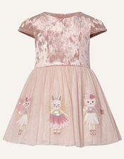 Baby Velvet Mice Applique Dress, Pink (PINK), large