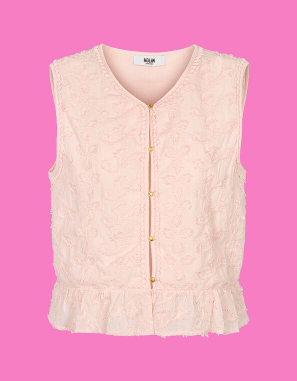 Moliin Ditte Embroidered Vest Top, Pink (PINK), large
