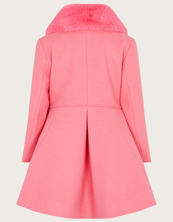 Triple Bow Coat in Wool Blend, Pink (PINK), large