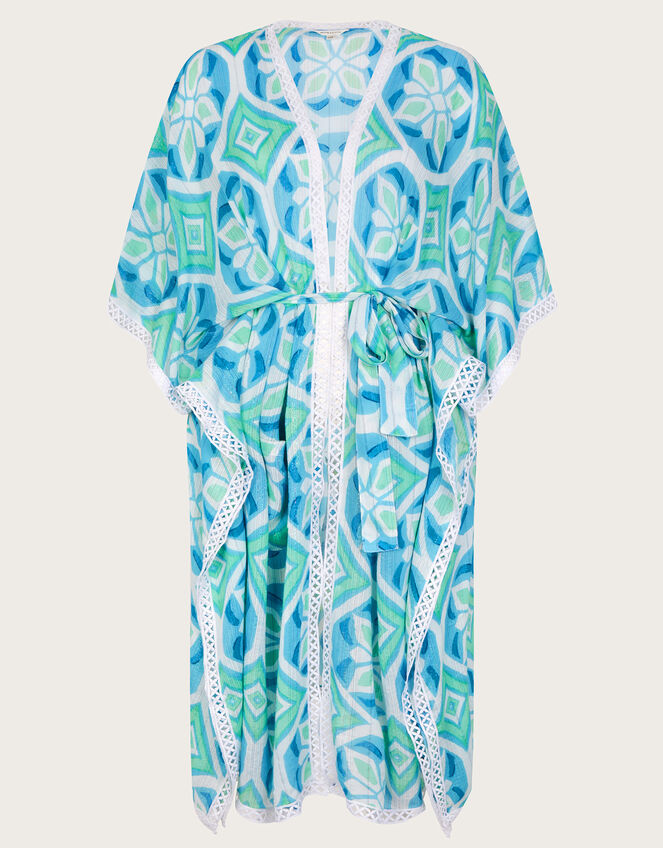 Mosaic Print Belted Kimono, , large