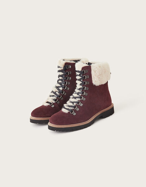 Barnes Suede Walking Boots Red, Red (BURGUNDY), large