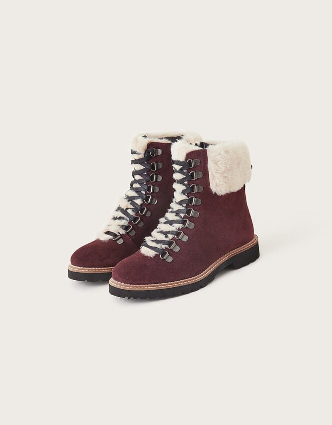 Barnes Suede Walking Boots, Red (BURGUNDY), large