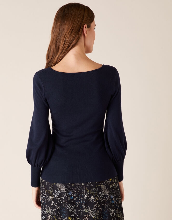 Sweetheart Neck Jumper, Blue (NAVY), large