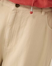 East Elodie Cotton Twill Barrel Leg Trousers, White (WARM IVORY), large