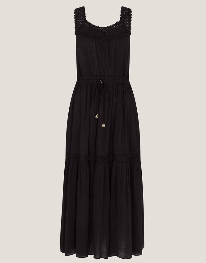Maddi Sleeveless Embroidered Midi Dress, Black (BLACK), large