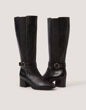 Tori Leather Knee High Boots, Black (BLACK), large